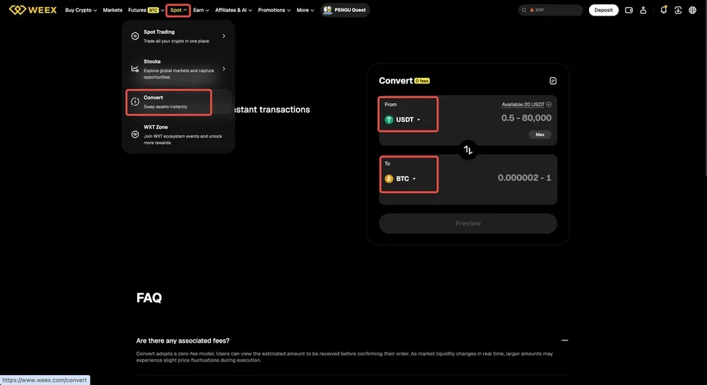 WEEX Convert Available Balance: How to Check and Use Max