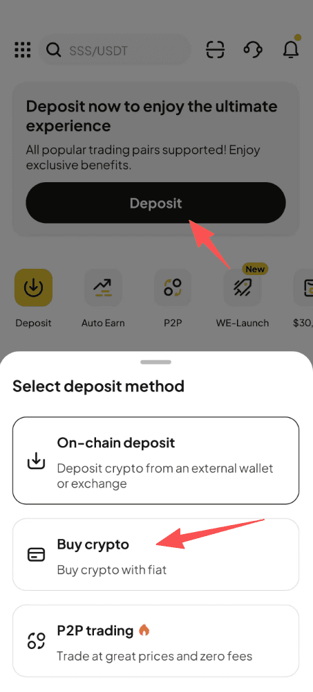 Step1: How to Buy SOL with HKD on WEEX？APP Version